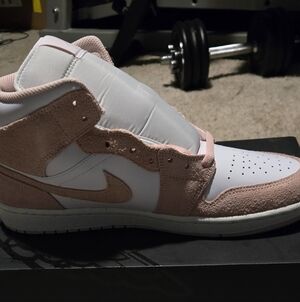 Nike White and Pink High-Top Sneakers